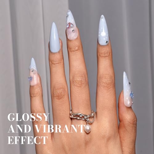 Image of MelodySusie 0.5fl oz Gel Nail Polish,Gray Blue Color Nails Soak Off UV LED Blue Gel Polish Gift for Women Nail Art Manicure Salon DIY Nail Design Decoration at Home-251-A2041