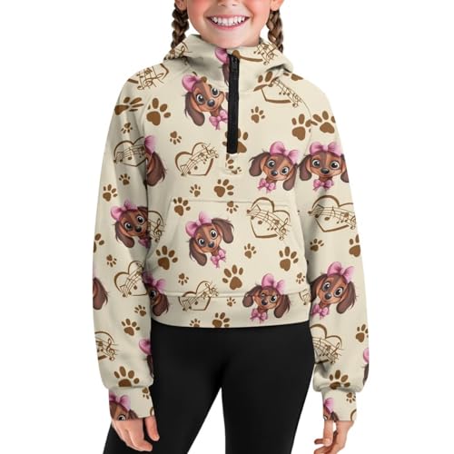 Girls Sweatshirt Quarter-Zip Hoodies Jacket for Kid Graphic Hoodies Cropped Top Sweater for Workout Hiking Camping