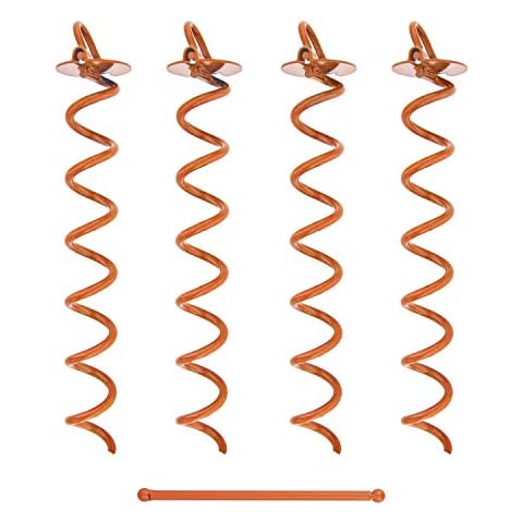 7Penn Spiral Ground Anchors - 16 Inch Orange Tent Stakes Heavy Duty Ground Screw Anchor Twist Stakes, 4 Pack Cover
