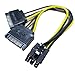 1pcs SATA Dual 15Pin M to Graphics Card PCI-e PCIE 8 (6+2) Pin F Video Card Power Supply Cable 8pin to Sata Y Splitter Adapter 18AWG,15pin to 6pin