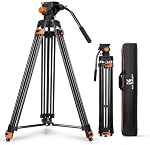 K&F CONCEPT 80"/202cm Video Tripod with Fluid Head, Aluminum Heavy Duty Camera Tripod with QR Plate, Compatible with Canon/Nikon/Sony, DSLR, Mirrorless, Camcorder, Video Cameras, Max Load 17.6lb