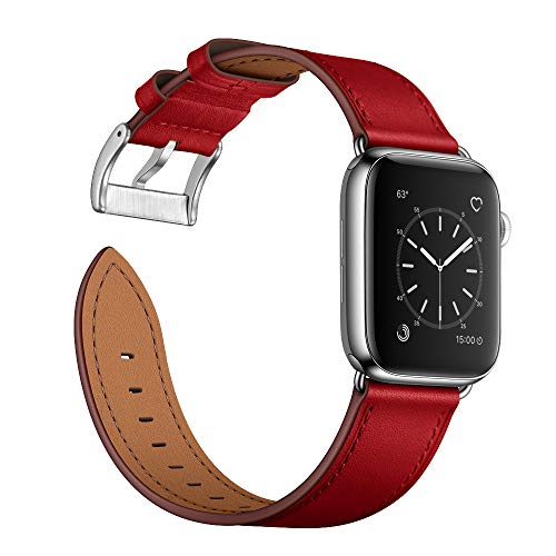 OUHENG Compatible with Apple Watch Band 38mm 40mm, Genuine Leather Band Replacement Compatible with Apple Watch Series 6 5 4 3 2 1 SE 38mm 40mm