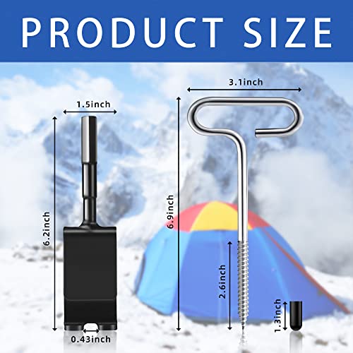 Lfutari Ice Ancho Tool Kit,1Pc Ice Anchor Drill Adapter With 4Pcs Threaded Peg Ice Fishing Shelter Stake Nail, Universal Ice Fishing Anchors Tool Set For Ice Insert Sewing (Set 1) #TOP1