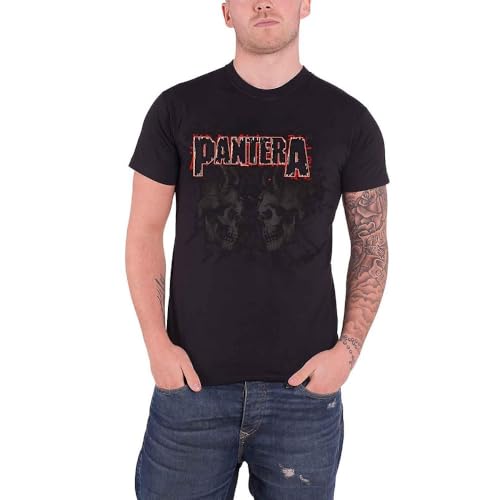 Pantera Men's Watermarked Skulls Short Sleeve T-Shirt, Black, Small