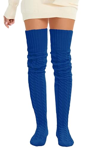 Image of Women's Thigh High Knitted Winter Boot Socks Vintage Extra Long Leg Warmer Over Knee High Stockings