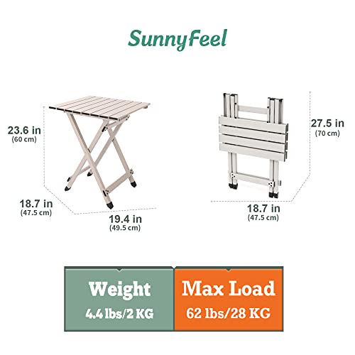 Sunnyfeel Folding Camping Table - Lightweight Aluminum Portable Picnic Table, 18.5X18.5X24.5 Inch For Cooking, Beach, Hiking, Travel, Fishing, Bbq, Indoor Outdoor Small Foldable Camp Tables (Grey) #TOP2