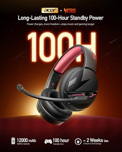 Image of Acer Wireless Gaming Headset, PS5 Headset with 2.4GHz for Ps5, Ps4, PC, Switch, Bluetooth 5.3 + 100Hrs Gaming Headphones with Noise Canceling Mic for Laptop, Mobile, Mac, 50mm Drivers (Blackpink)