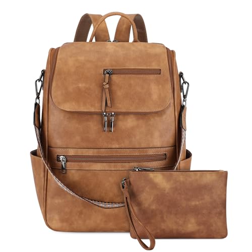 BotaRove Backpack Purse for Women, Vegan Leather Fashion Backpack with Wristlet, Multi-Pocket Shoulder bag for Travel, Work