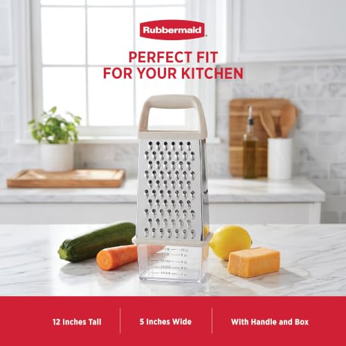 Rubbermaid EZ Grip Box Grater, Stainless Steel Cheese Grater & Container - BPA Free Multi-Surface Cheese Shredder & Food Grater Coconut Milk | Graters for Kitchen -Non-Slip Base, Dishwasher Safe - image 7