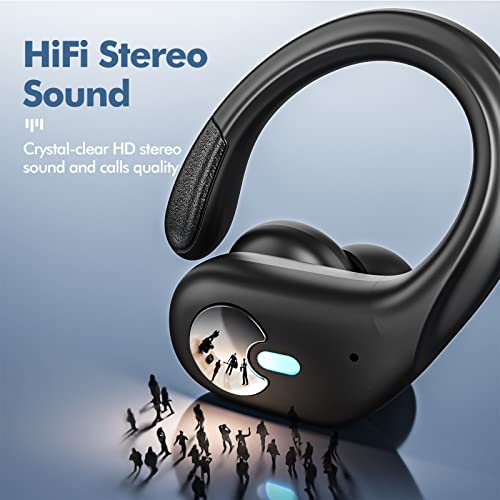 Wireless Earbuds Bluetooth Headphones 80Hrs Playback With Led Diaplay Wireless Charging Case Noise Cancelling Ear Buds With Earhooks, Ipx7 Waterproof Over Ear Earphones For Sports Running Workout #TOP1