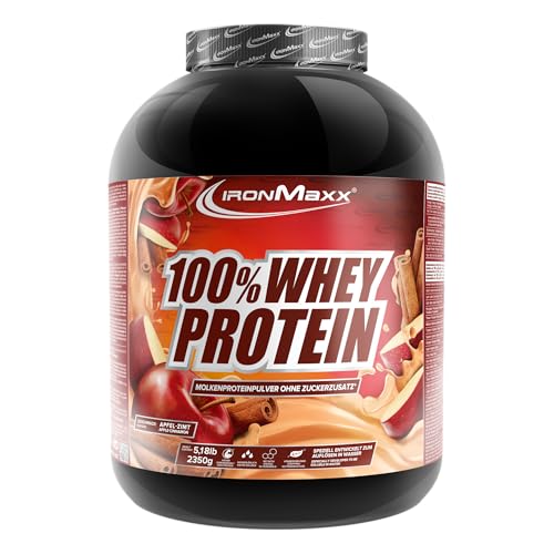 IronMaxx 100% Whey Protein Pulver 2350g - Apfel Zimt | Cremiger Eiweißshake mit BCAAs & EAAs | High Protein, Low Carb & zuckerarm | Ideal für Muskelaufbau, Diät & Fitness