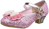 La altura del talón: 3cm Tyidalin Niña Bailarina Zapatos de Tacón Disfraz de Princesa niña Princesa del Otoño de Las Lentejuelas de Prinavera para 3 a 12 Años Rosa 28