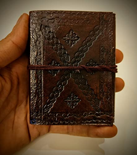 Vintage-Assorted-Patterns-Single-Piece-Handmade-Leather-Bound-Slim-Pocket-Journal-Acid-Free-Unlined-Cotton-Recycled-Pages-Mini-Eco-Friendly-Notebook-Book-of-Shadows-Travel-Notepad
