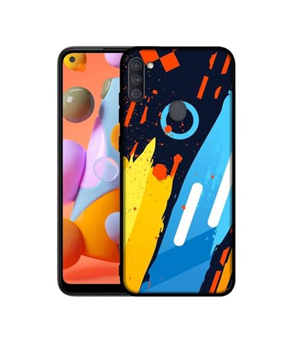 Image of Abstract Stripes Geometric Figures Design Premium 2D Printed Metal Back Case Cover for Samsung Galaxy A11 4G / M11 4G