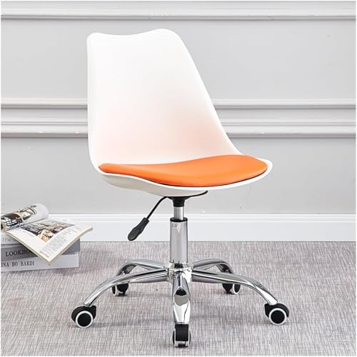 Image of Amazon Brand - Umi Height-Adjustable Modern Revolving Rotary Arm Office Study Desk Chair - Ideal for Spa, Bar, Home - White & Orange Color