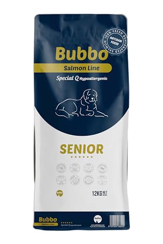 BUBBO Senior Pienso Natural con Salmón Sin Gluten - Vitalidad y Bienestar en Perros Mayores | Control de Peso, Articulaciones y Digestión (12kg)