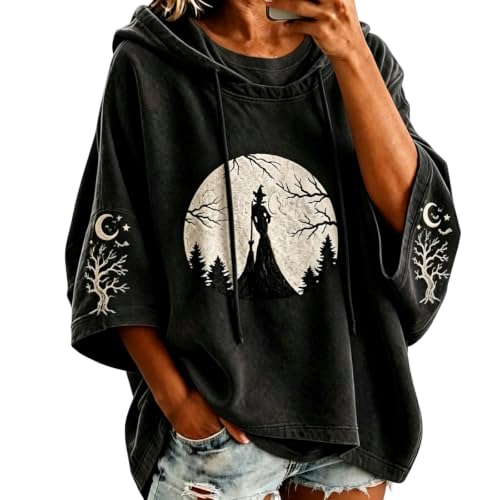 GAHIEDIM Halloween Costumes For Women Halloween Hoodies For Women Funny Graphic Horror Sweatshirt Oversized Black Large - image 2