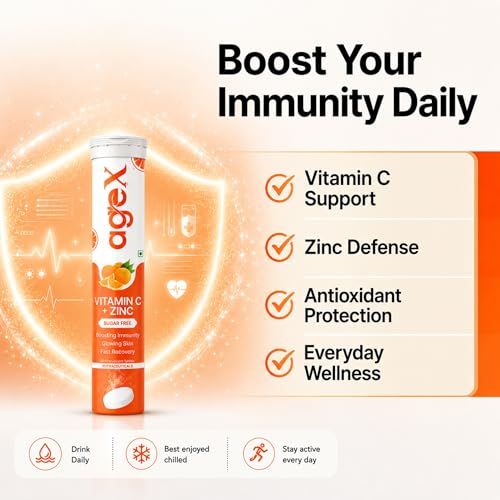 Image of Vitamin C + Zinc Effervescent Tablets | 1000mg Natural Amla Extract | Immunity Booster for Skin, Hair & Nails | Supports Collagen Production & Immune Health |Orange Flavour | Sugar-Free | (3)