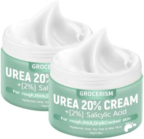 Grocerism Urea Foot Cream 20% for Feet Maximum Strength, 5.29 oz, Pack of 2