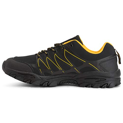 Mens Cushioned Outdoor Lightweight Walking Sport Hiking Comfort Durable Trainers - Black/Yellow - EU45/UK11 - BS0230 - Image 2