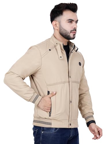 Image of Dollar Full Sleeves Bomber Jacket for Men | TPU Men's Standing Collar Lightweight Winter Jacket, Regular Fit