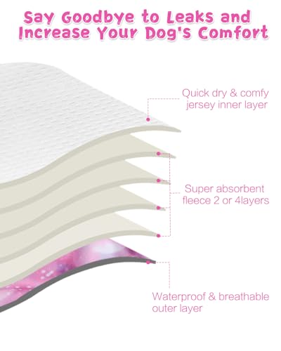 Image of CuteBone Washable Female Dog Diapers 4 Pack Reusable Doggie Heat Diapers for Period FMG04XS