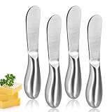 Ulsam 4pcs Butter Knives Set, Stainless Steel Cheese and Butter Spreader with Ergonomic Handle, Butter Slicer for Cutting and Spreading Butter Honey, Silver, 5 Inch - Image 1
