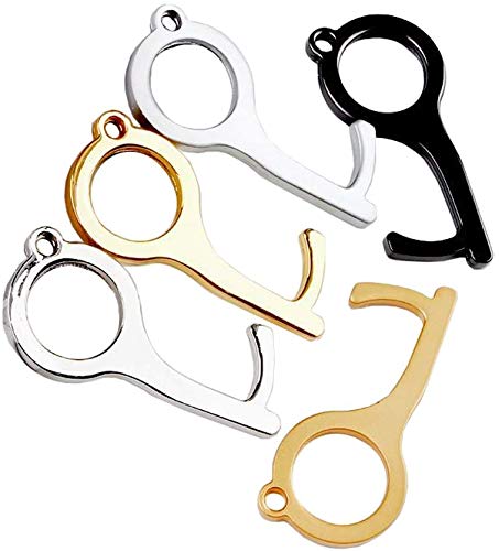 YIY Abrepuertas sin contacto, fácil de llevar, herramienta clave para manija de puerta pública al aire libre, botón táctil, máquina ATM, sin tacto, mantiene las manos limpias, 5 unidades talla única