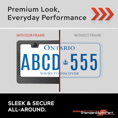 Image of Premium Slim Carbon Fiber Design License Plate Frame - 1 Piece, Durable Plastic, Rust-Free, License Plate Protector, Street Legal, Universal with Screw Caps