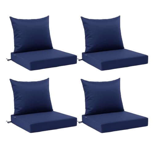 Image of Favoyard Outdoor Seat Cushions Set, 24 x 24 in Blue for Patio Furniture