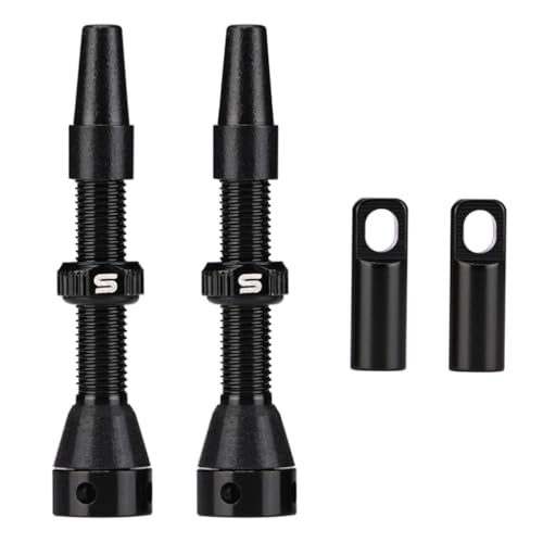 Image of CYSKY Tubeless Presta Valve Stem 40mm 44mm Comes with Valve Core Remover Tool and Valve Stem Caps, Fit Most Bicycle Tubeless Rims Pair (Black, 40mm)
