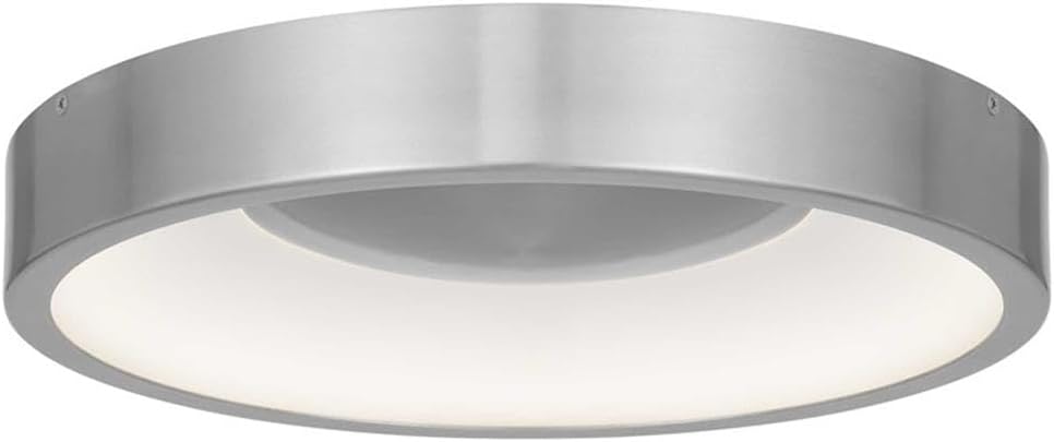 BOWERY HILL Aluminum LED Outdoor Flush Mount, 14-Inch Silver Finish, Frosted Acrylic Lens, Wet-Rated, Selectable Color Temperature 2700K-5000K, 30W 1783 Lumens, Modern Style for Exterior Spaces