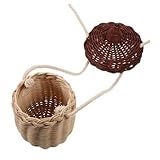 KOMBIUDA Rattan Geflochtene Mini Eichel Umhängetasche Crossbody Korbtasche Leicht Tragbar Stilvoll...