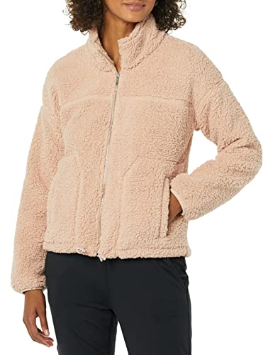 Amazon Essentials Veste Polaire Sherpa zippée pour Femme avec col Montant - Rose poudré - Taille L