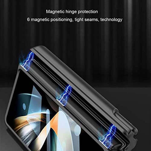 para Galaxy Z Fold 4 Case com caixa de caneta,Caso de negócios de proteção de dobradiças magnéticas