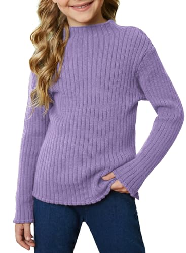 SELINK Girls Casual Puff Long Sleeve Sweaters Crewneck Rib Knit Pullover Sweater Tops3