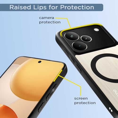 Image of Amazon Basics Back Cover for Realme P4 Pro 5G Compatible with Mag-Safe | Shockproof Design | Hard Transparent Back Case (Black Mag-Safe)