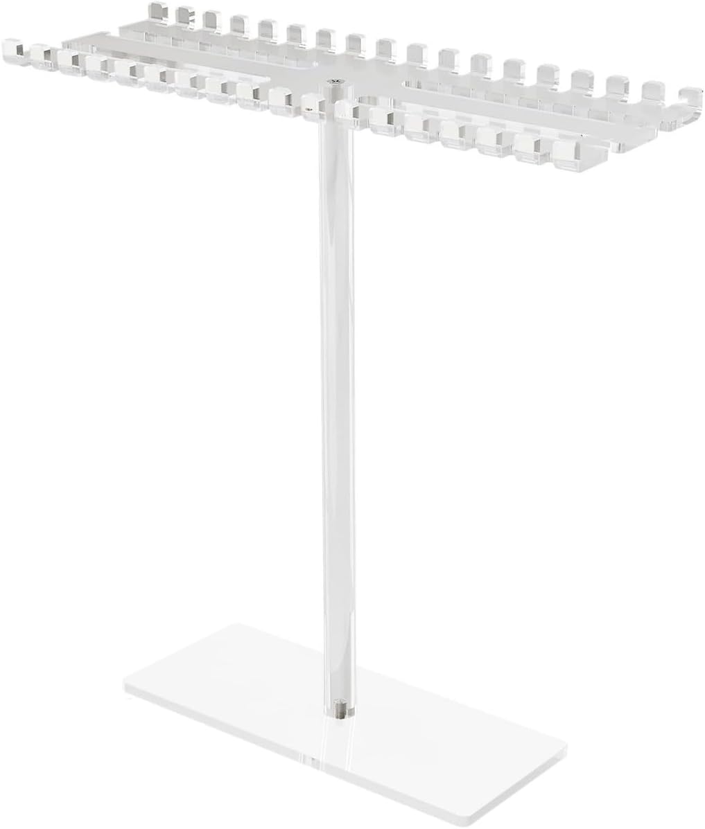 Jewelry Display Stand 36 Hook Organiser for Necklaces Bracelets Rings Space Saving Storage Rack for Countertops High Transparency Acrylic Jewelry Organiser