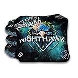 SEVA Cornhole | Nighthawk Series | ACL Certified Bags | Premium Quality | Regulation Toss Bags | Dual-Speed | Durable & Weather Resistant | Set of 4 Bags (GreenBlue Hawkhead)