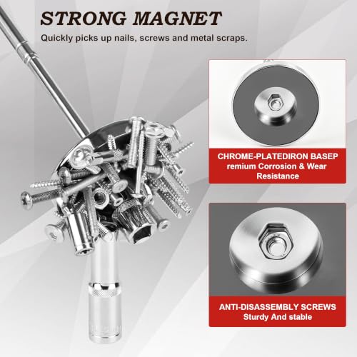 Image of TOOLEAGUE 2Pcs Telescoping Magnetic Pickup Tool,35LB and 25LB Magnet Stick | 33-Inch Magnetic Wand with 35LB,30-5 /16-Inch Pick up Pen with 25LB for Retrieving Screw Nuts and Other Small Metallic Objects