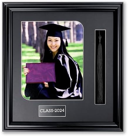 Black Wood Graduation Tassel Picture Frame for 8x10 Print with Text Card