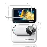 【2+2枚セット】 対応 Insta360 Go 3S 保護フィルム ガラスフィルム 2枚 + レンズ保護フィルム 2枚 【 硬度9H 日本旭硝子製 】 用 Insta360 Go3S フィルム 液晶保護フィルム 強化ガラス キズ防止 耐衝撃 飛散防止 全面保護 3D Touch対応 厚さ0.26 極薄タイプ 高感度タッチ 気泡ゼロ 自動吸着 貼り付け簡単