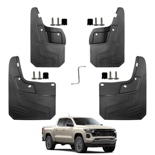 Peleus Truck Mud Flaps for Chevy Colorado Mud Flaps 2026 2025 2024 2023 Without Fender Flare Aerodynamic Mud Flaps for Trucks Pickup Splash Guards Fenders Set of 4 Mud Gards Mudflaps