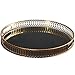 Produktbild LERDBT Schmucktabletts Modern, Metall, Glas Spiegel Tray Einfach Küche Couchtisch Home Decoration Frühstückstablett für Hochzeit und Hause Dekoration (Color : Black, Size : 32m in Diameter)