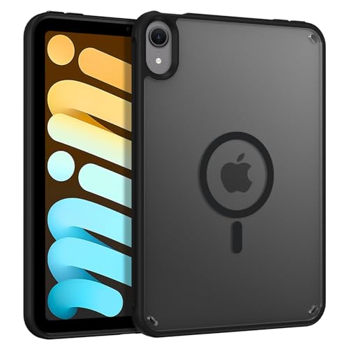 VENINGO for iPad mini 7 Case (2024、A17 Pro), iPad mini 6th Generation Case 8.3inch 2021, Magnetic Shockproof Smooth Translucent Back Anti-Fingerprint Hybrid TPU Bumper Hard PC Protective Cover, Black
