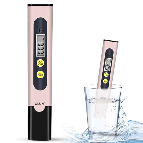 Image of GLUN Water Quality Tester Device TDS Meter, Pack of 1 Accurate & Reliable, 0-9990 ppm, Mulberry Mist Peach Colour, Ideal Testing for Drinking Water, Aquariums or Other
