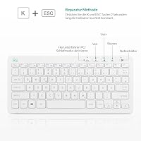 Rii Tastatur Maus Set Kabellos, 2.4G Kabellose Kompakte Tastatur mit Funkmaus für Laptop, PC und Smart TV, Deutsches QWERTZ Layout, Weiß – Ansicht 6