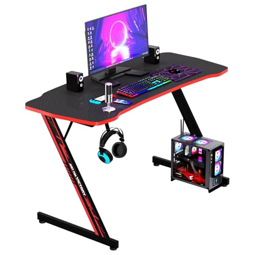 47 Inch Gaming Desk Z-Shaped Computer Desk Ergonomic Home Office ...