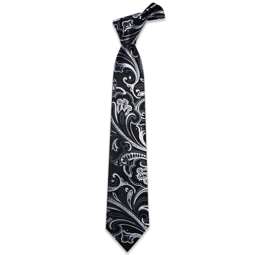 Image of YourTies Silk Paisley Floral Tie and Pocket Square Cufflinks with Lapel Pin Sets for Men 5PC Wedding Party