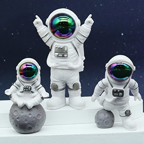 LUOZZY 4 Pcs Astronaut Cake Cupcake Toppers Birthday Outer Space Cake Cupcake Decorations Miniature